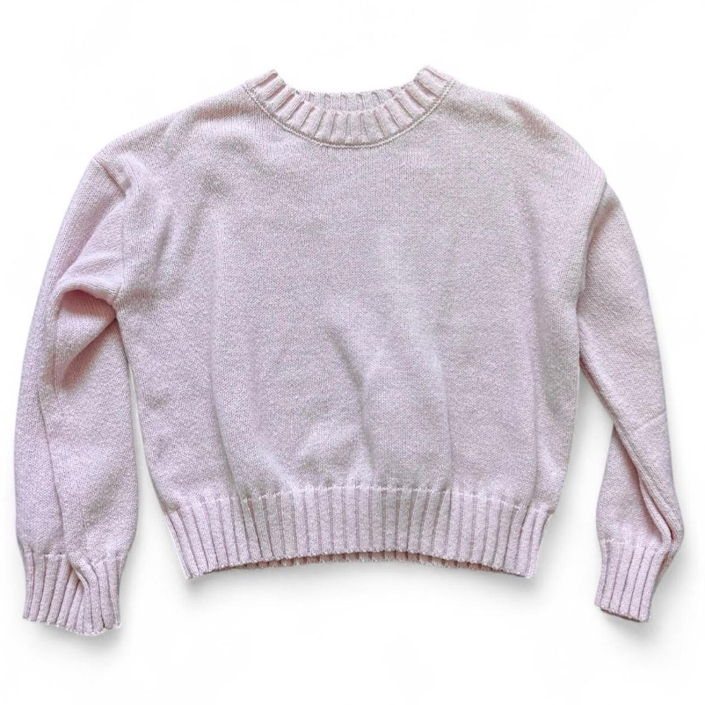 light pink oversized crewneck knit sweater